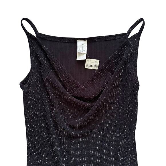Vintage Chesley Dress Womens Small Black Shimmer Midi Slip Cowl Neck Party Y2K - Picture 8 of 15